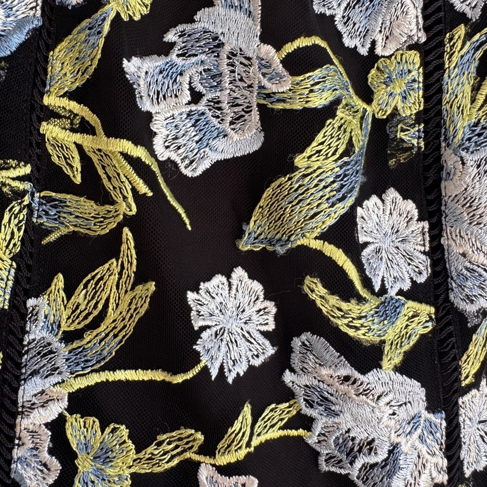 Rachel Rachel Roy Blue Floral Embroidered Sheath Dress Mesh Overlay Size 2 - Picture 5 of 13